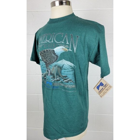 Vtg HL Miller Gold American River Bald Eagle Tshirt Ohiopyle Single Stitch L - Picture 6 of 11